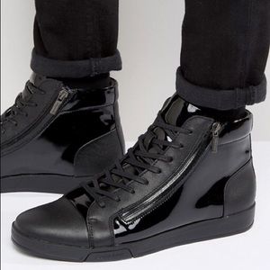 Calvin Klein Berke Patent Hi Top Sneakers Mens 9